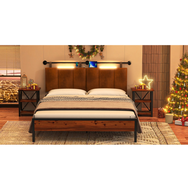 Williston Jarlfrid Wall Mounted Upholstered Headboard with USB